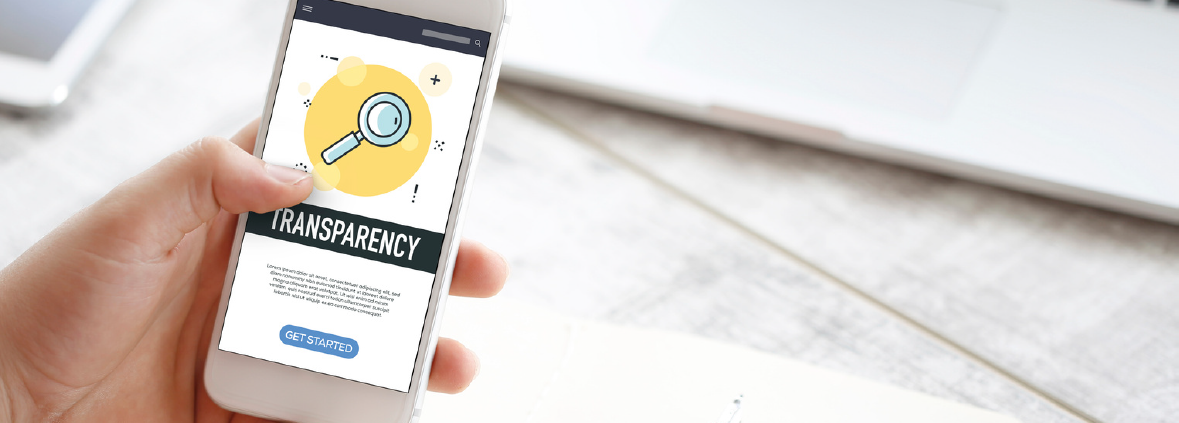 Textile supply chain transparency concept: smartphone showing a transparency lookup interface